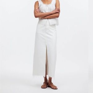 Madewell Rilee Denim Midi Skirt | Tile White | Size 27